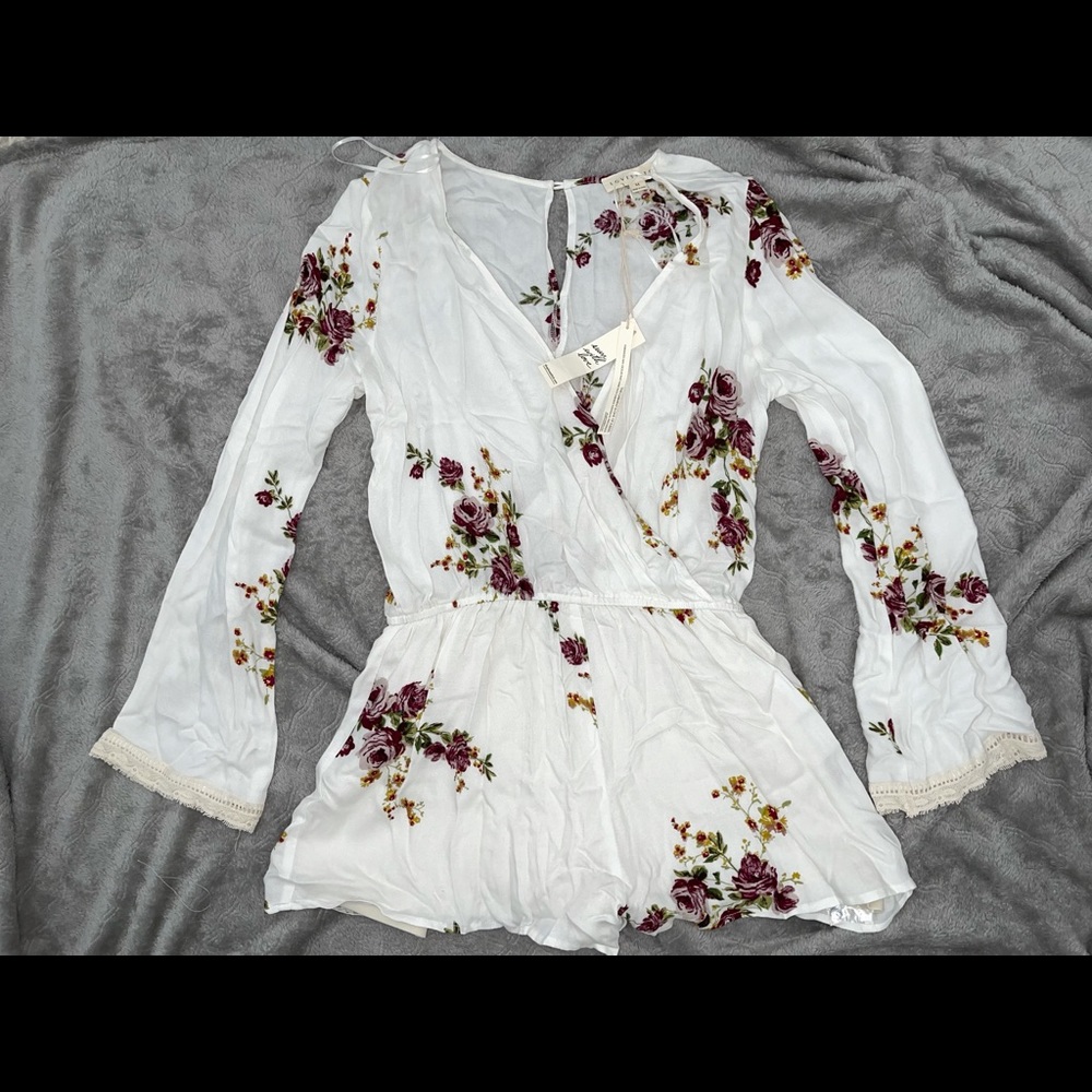 Love Stitch White Floral Romper
